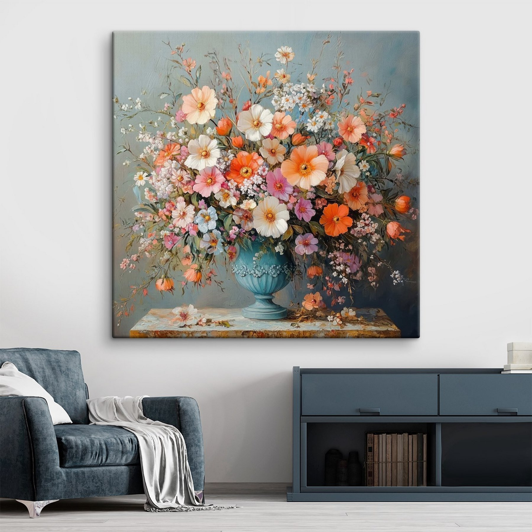 Vase of flowers on a stone surface