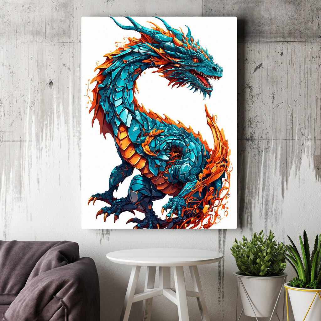 Blue and orange dragon