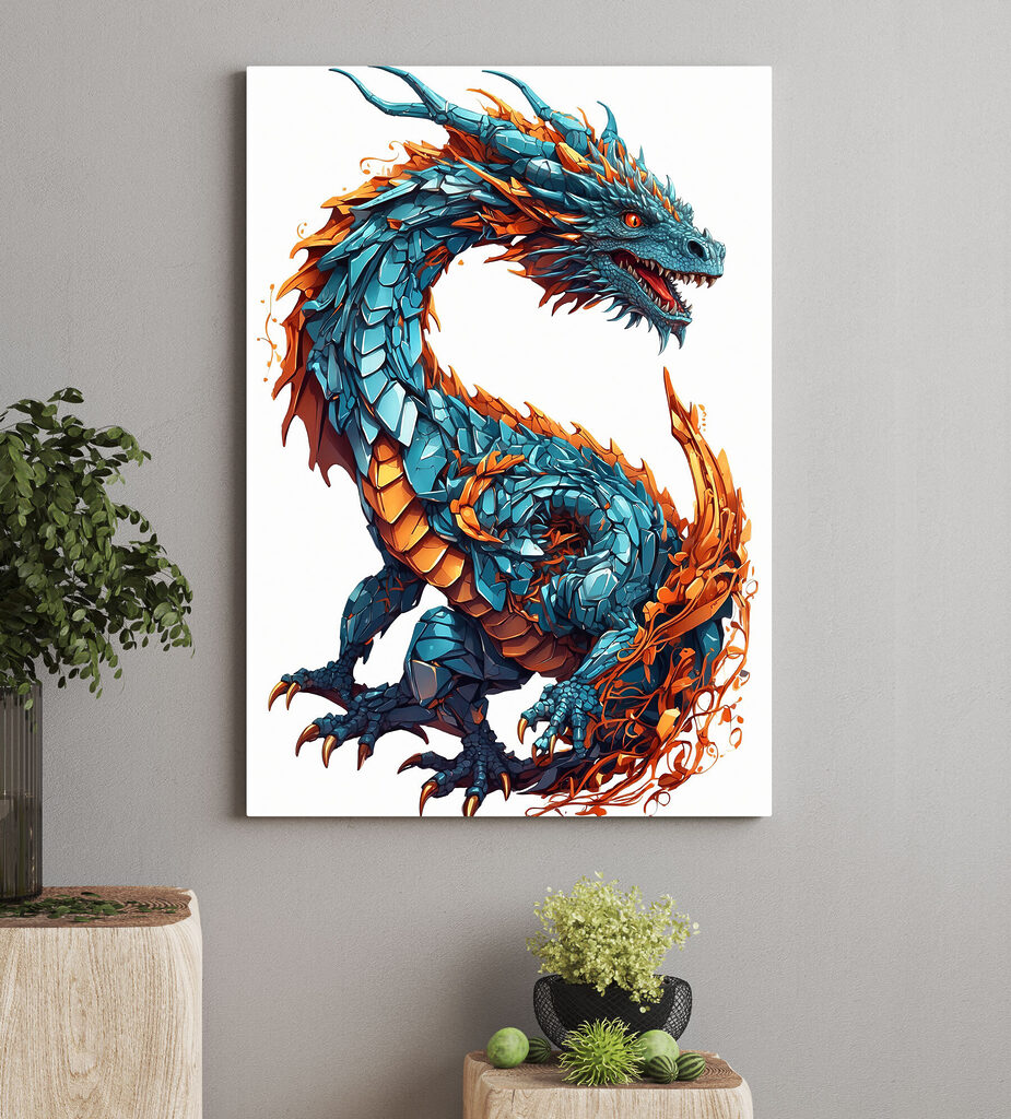 Blue and orange dragon