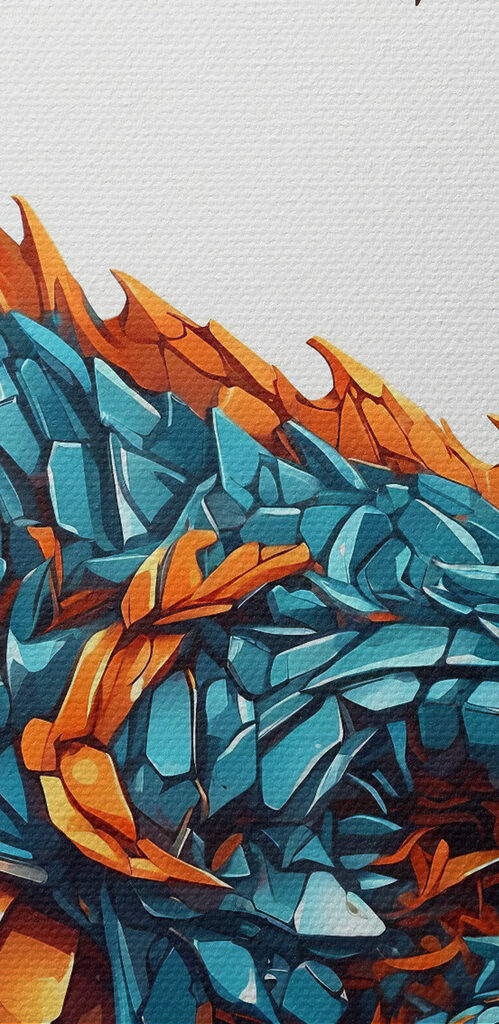 Blue and orange dragon