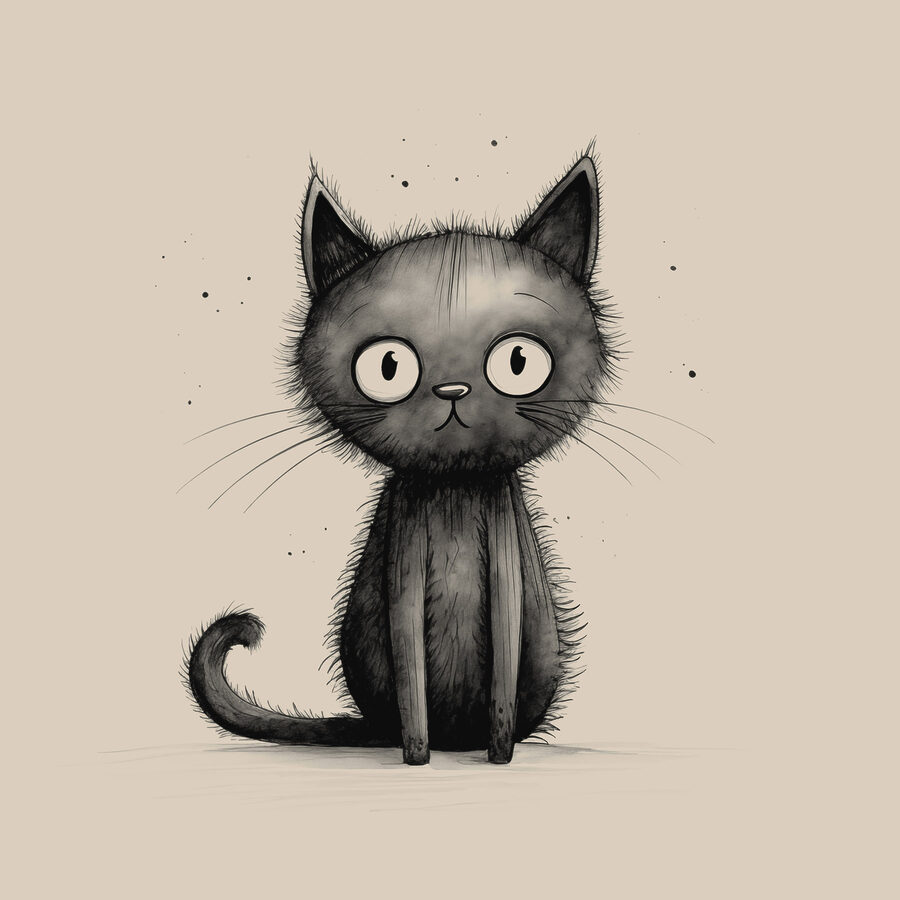 Schwarze Katze mit großen Augen Schwarze Katze mit großen Augen