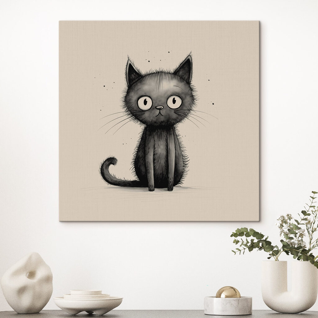 Black cat with big eyes