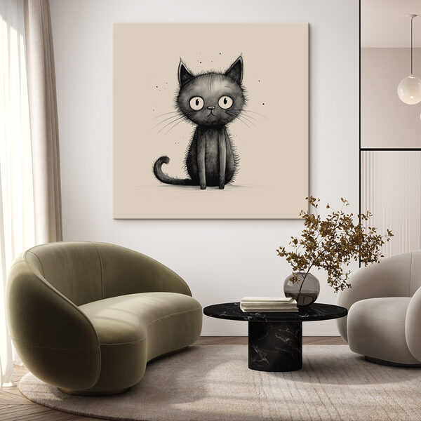 Schwarze Katze mit großen Augen Schwarze Katze mit großen Augen