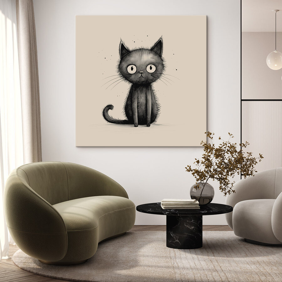 Schwarze Katze mit großen Augen Schwarze Katze mit großen Augen