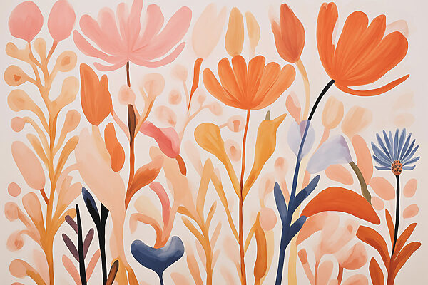 Painting of flowers and leaves