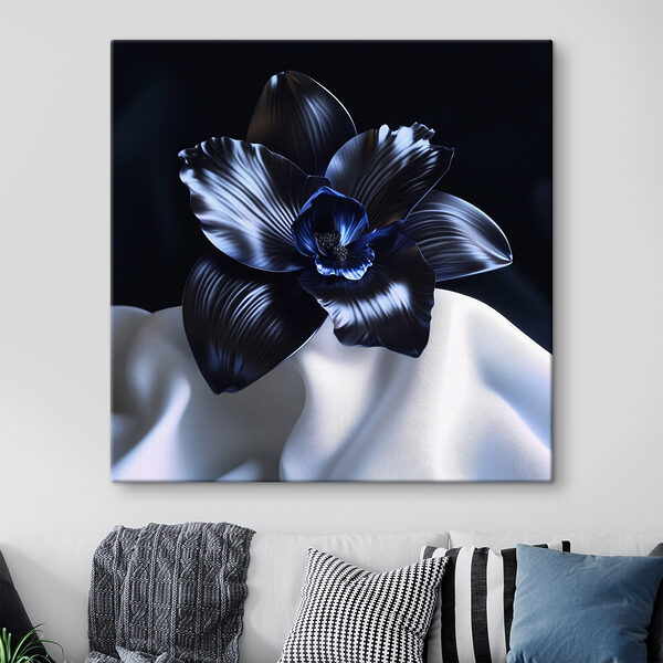 Wandbilder Schwarze Blume auf einem weißen Tuch (Artikelnummer: s41976) Wandbilder Wandbilder Schwarze Blume auf einem weißen Tuch (Artikelnummer: s41976)