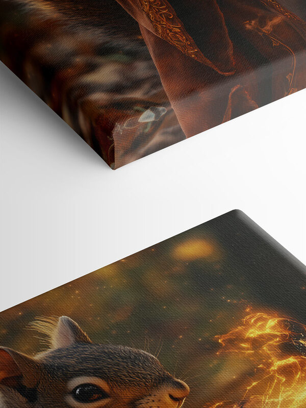 Eichhörnchen hält ein Buch mit Flammen, die aus ihm herauskommen Eichhörnchen hält ein Buch mit Flammen, die aus ihm herauskommen