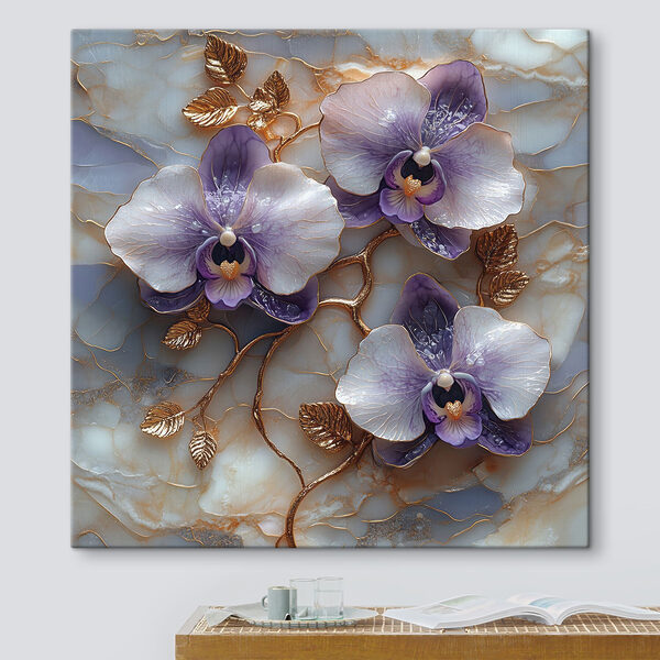 Zarte Orchideen auf Marmorkulisse Zarte Orchideen auf Marmorkulisse