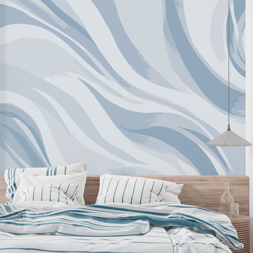 White and blue wavy pattern