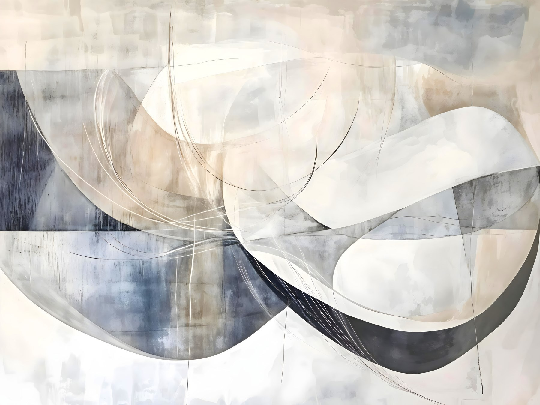 Painting of a white and grey art