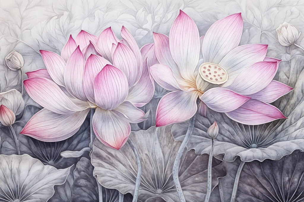 Gemälde mit rosa Blumen Gemälde mit rosa Blumen