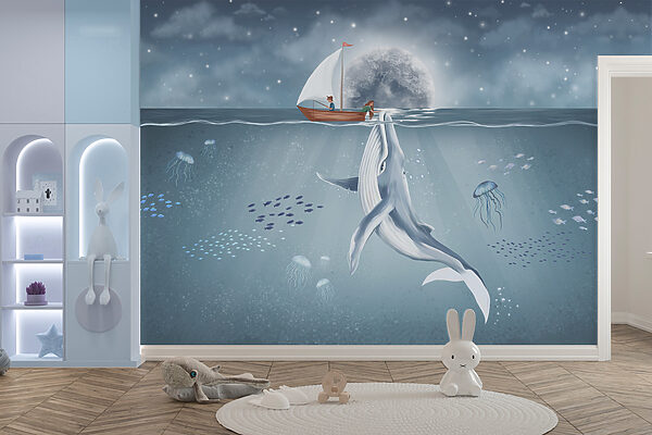 Wal schwimmt im Wasser Wal schwimmt im Wasser