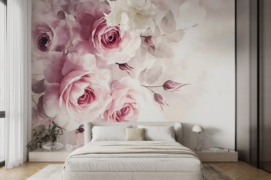 Gruppe von rosa Rosen