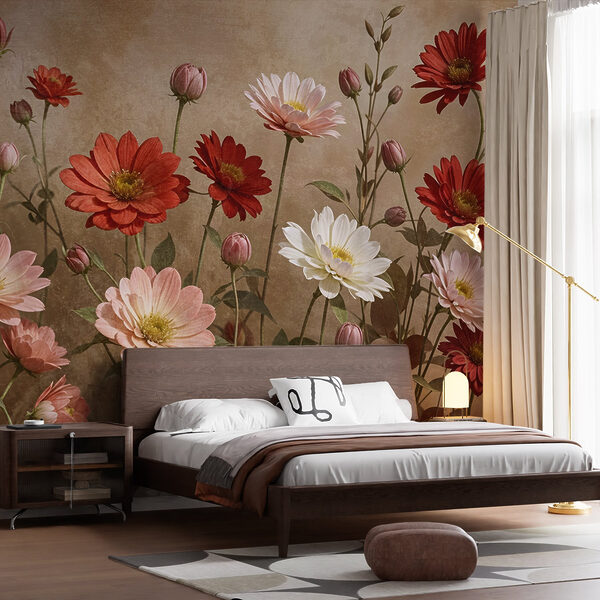Gruppe von Blumen auf Stängeln Gruppe von Blumen auf Stängeln