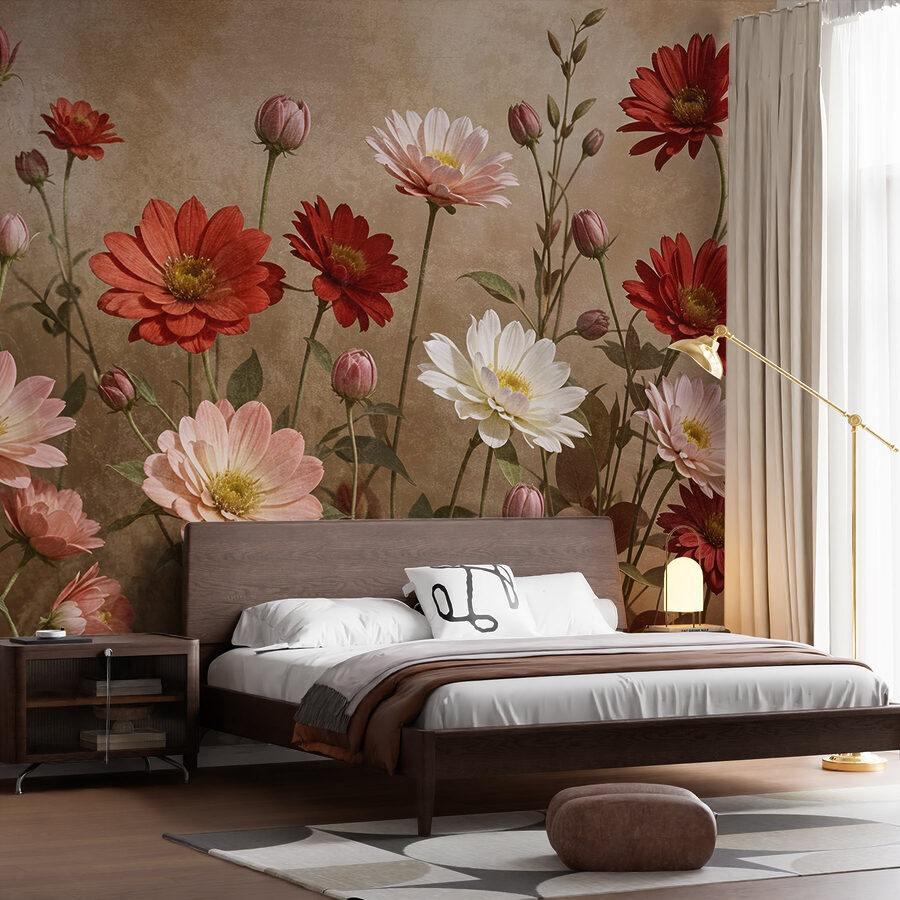 Gruppe von Blumen auf Stängeln Gruppe von Blumen auf Stängeln
