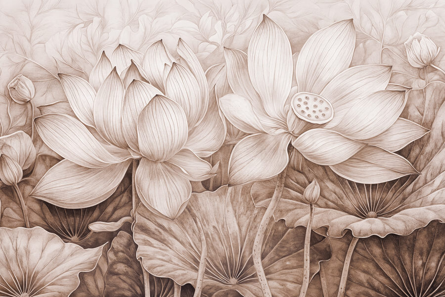 Zeichnung von Blumen und Blättern Zeichnung von Blumen und Blättern