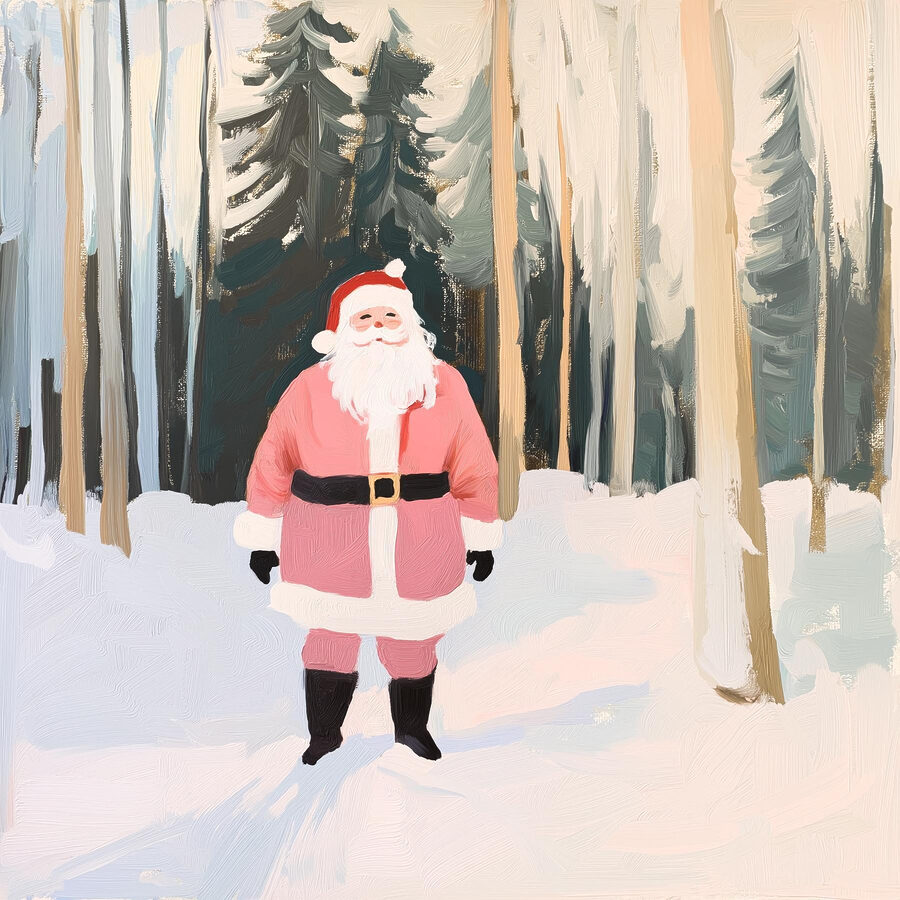 Gemälde eines Weihnachtsmannes im Schnee Gemälde eines Weihnachtsmannes im Schnee