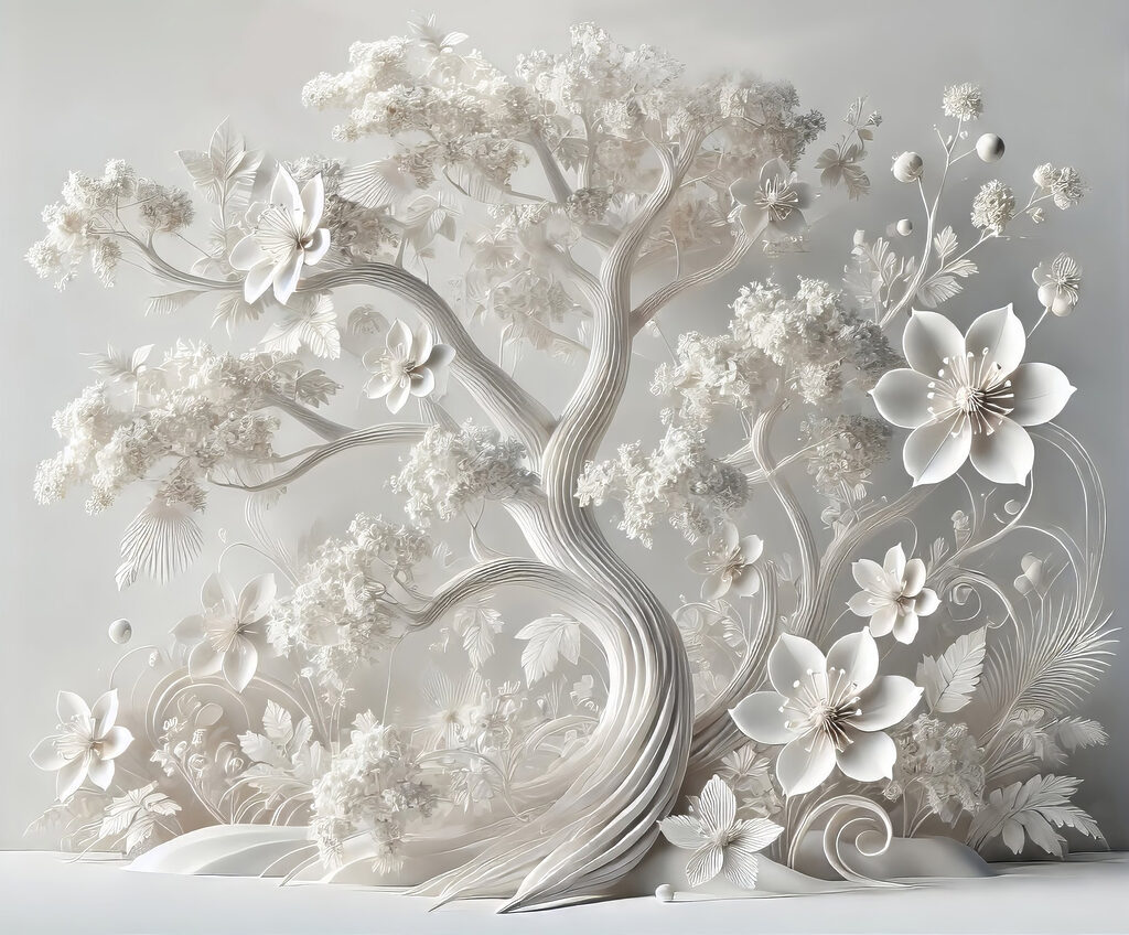 Weißer Baum mit Blumen Weißer Baum mit Blumen