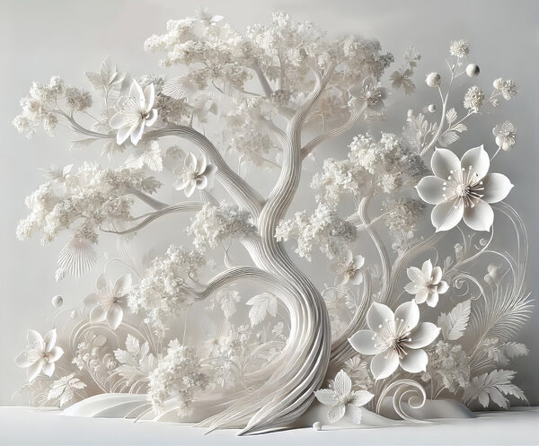 Weißer Baum mit Blumen Weißer Baum mit Blumen