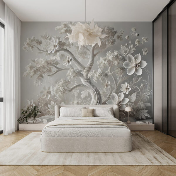 Weißer Baum mit Blumen Weißer Baum mit Blumen