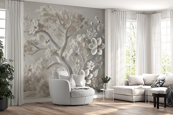 Weißer Baum mit Blumen Weißer Baum mit Blumen