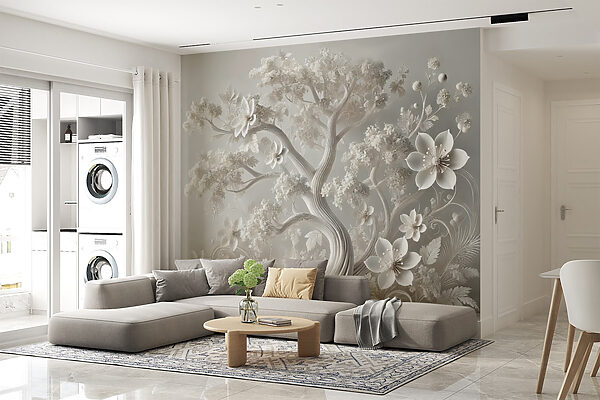Weißer Baum mit Blumen Weißer Baum mit Blumen