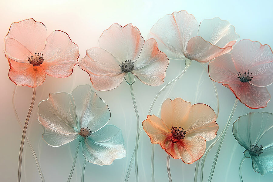 Gruppe von Blumen mit unscharfem Hintergrund