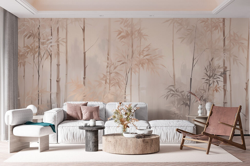 Painting of trees in fog