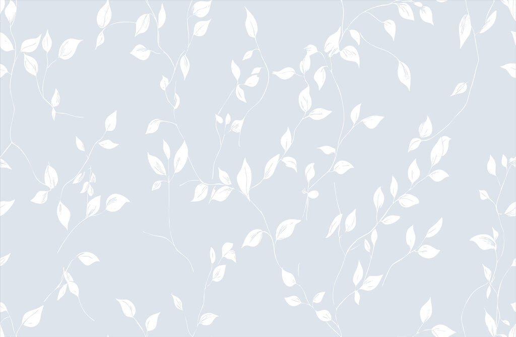 White leaves on a blue background