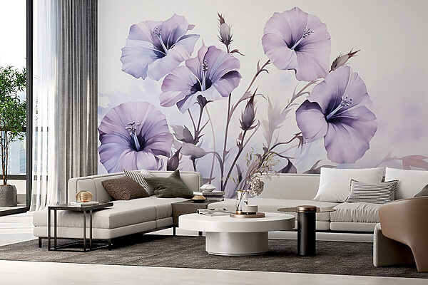 Gemälde von lila Blumen Gemälde von lila Blumen