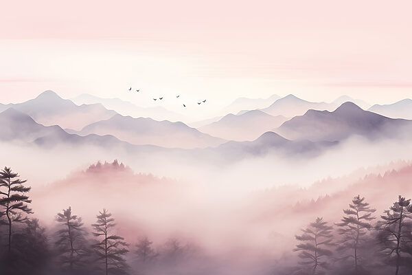 Landschaft mit Bäumen und Bergen Landschaft mit Bäumen und Bergen
