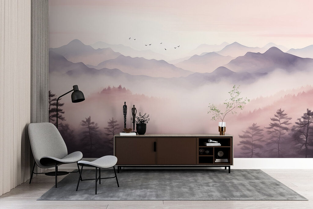 Landscape with trees and mountains