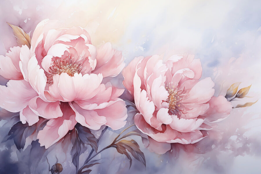 Fototapeten Malerei von rosa Blumen – Bild 3
