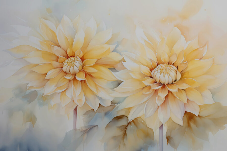 Gemälde von Blumen auf weißem Hintergrund