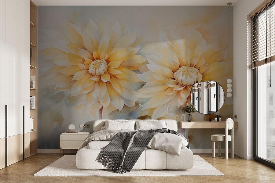 Gemälde von Blumen auf weißem Hintergrund
