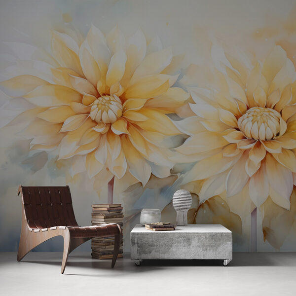 Gemälde von Blumen auf weißem Hintergrund Gemälde von Blumen auf weißem Hintergrund