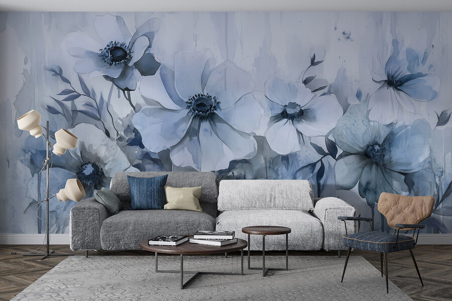 Gemälde von Blumen auf weißem Hintergrund Gemälde von Blumen auf weißem Hintergrund