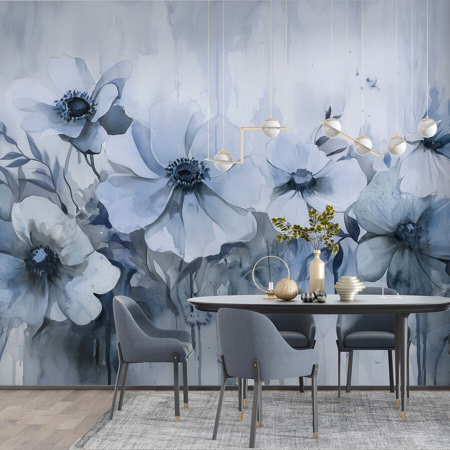 Gemälde von Blumen auf weißem Hintergrund Gemälde von Blumen auf weißem Hintergrund