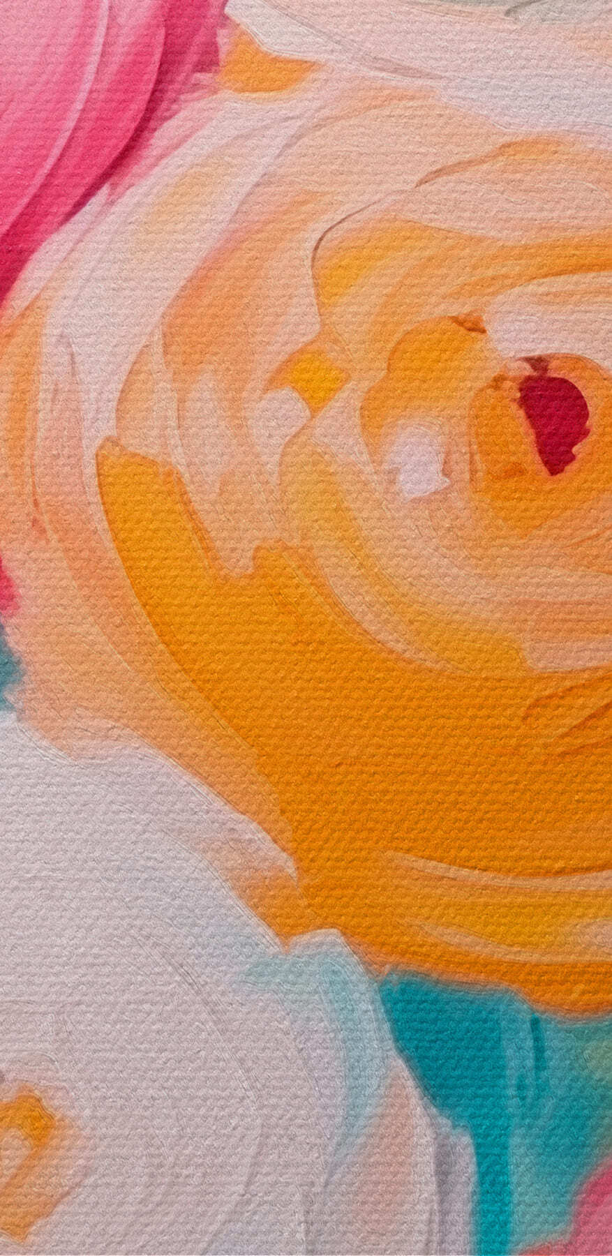 Malerei von Blumen auf einer blauen Fläche Malerei von Blumen auf einer blauen Fläche
