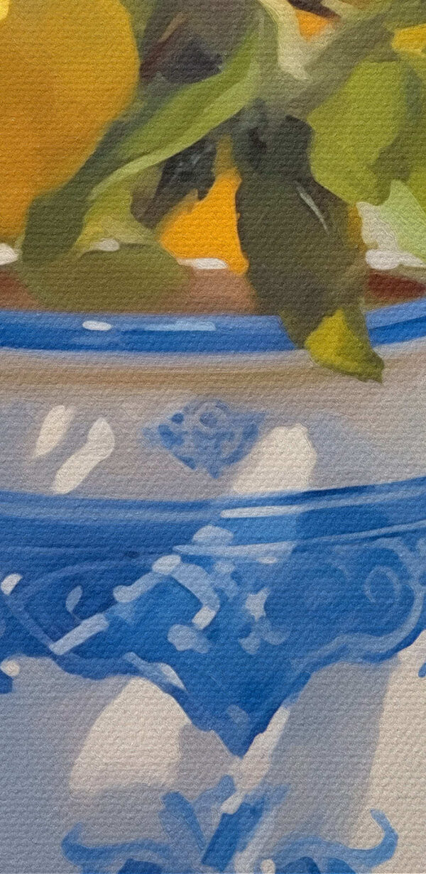 Gemälde von Zitronen in einer Vase Gemälde von Zitronen in einer Vase