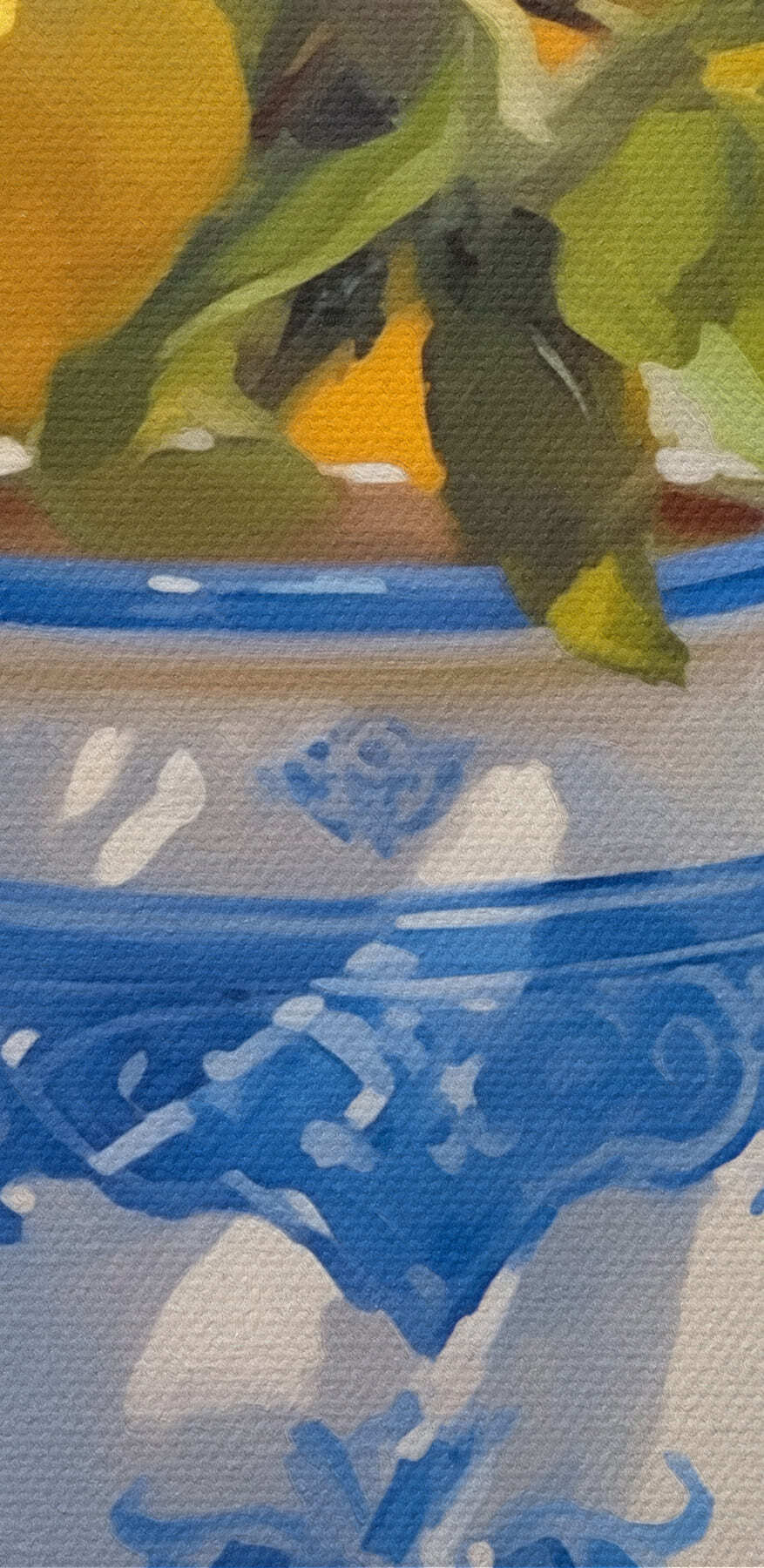 Gemälde von Zitronen in einer Vase Gemälde von Zitronen in einer Vase