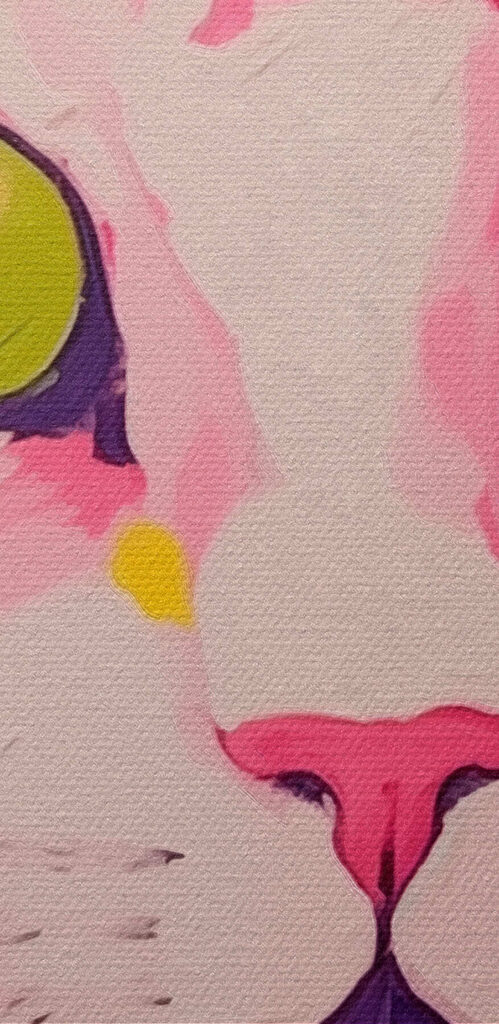 Painting of a cat with flowers on it Painting of a cat with flowers on it