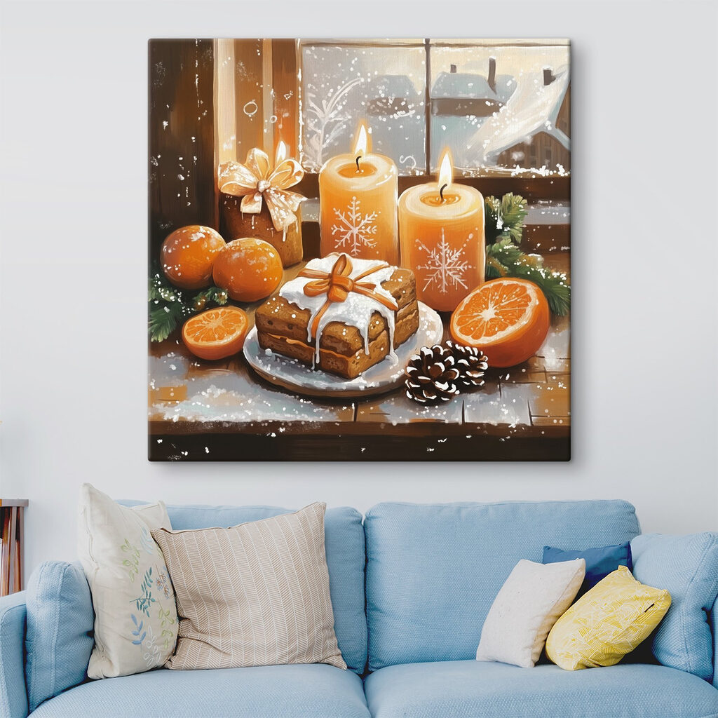 Food and candles on a table