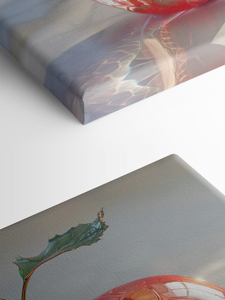 Glass apple with a stem and leaves