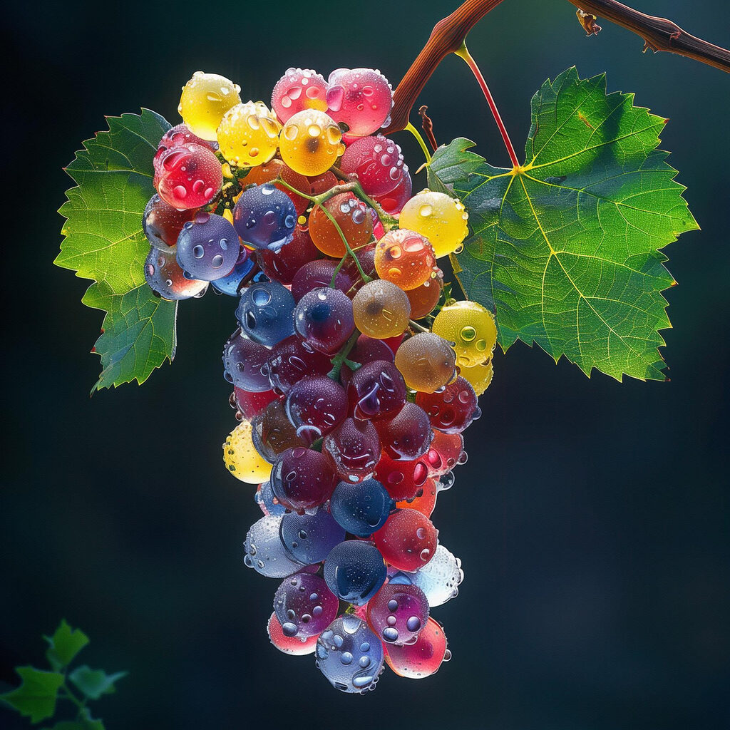 Bunch of colorful grapes with water droplets on them Bunch of colorful grapes with water droplets on them