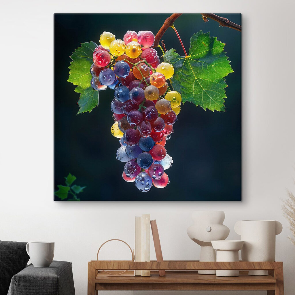 Bunch of colorful grapes with water droplets on them Bunch of colorful grapes with water droplets on them