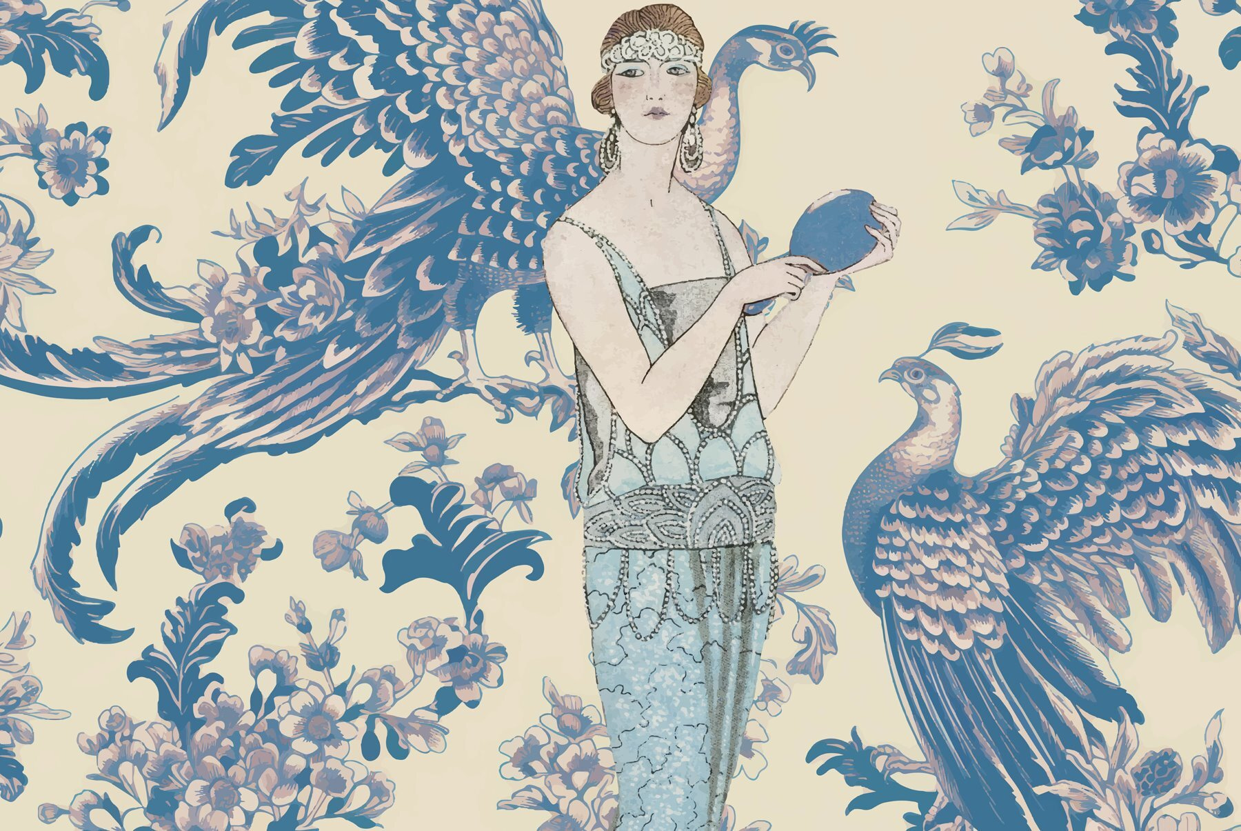 Woman holding a round blue object