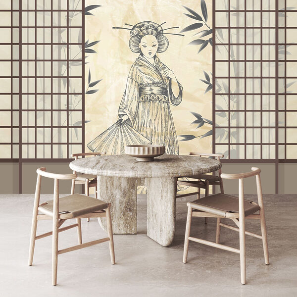 Zeichnung einer Frau in einem Kimono Zeichnung einer Frau in einem Kimono
