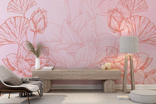 Rosa und weiße Blumenzeichnung Rosa und weiße Blumenzeichnung