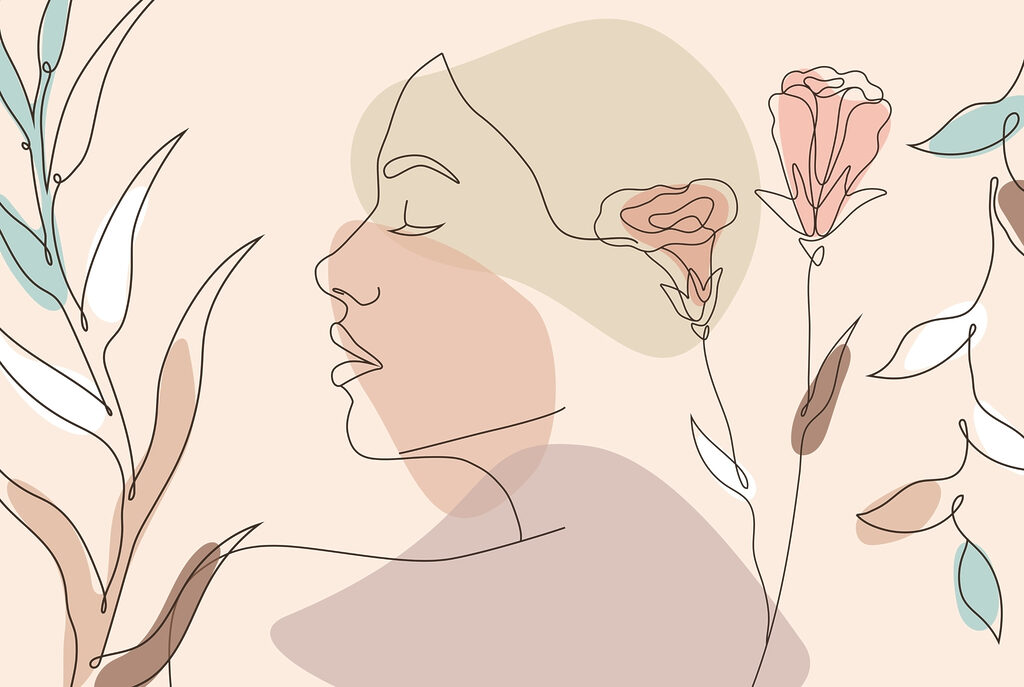 Frau’s Gesicht mit Blumen Frau’s Gesicht mit Blumen